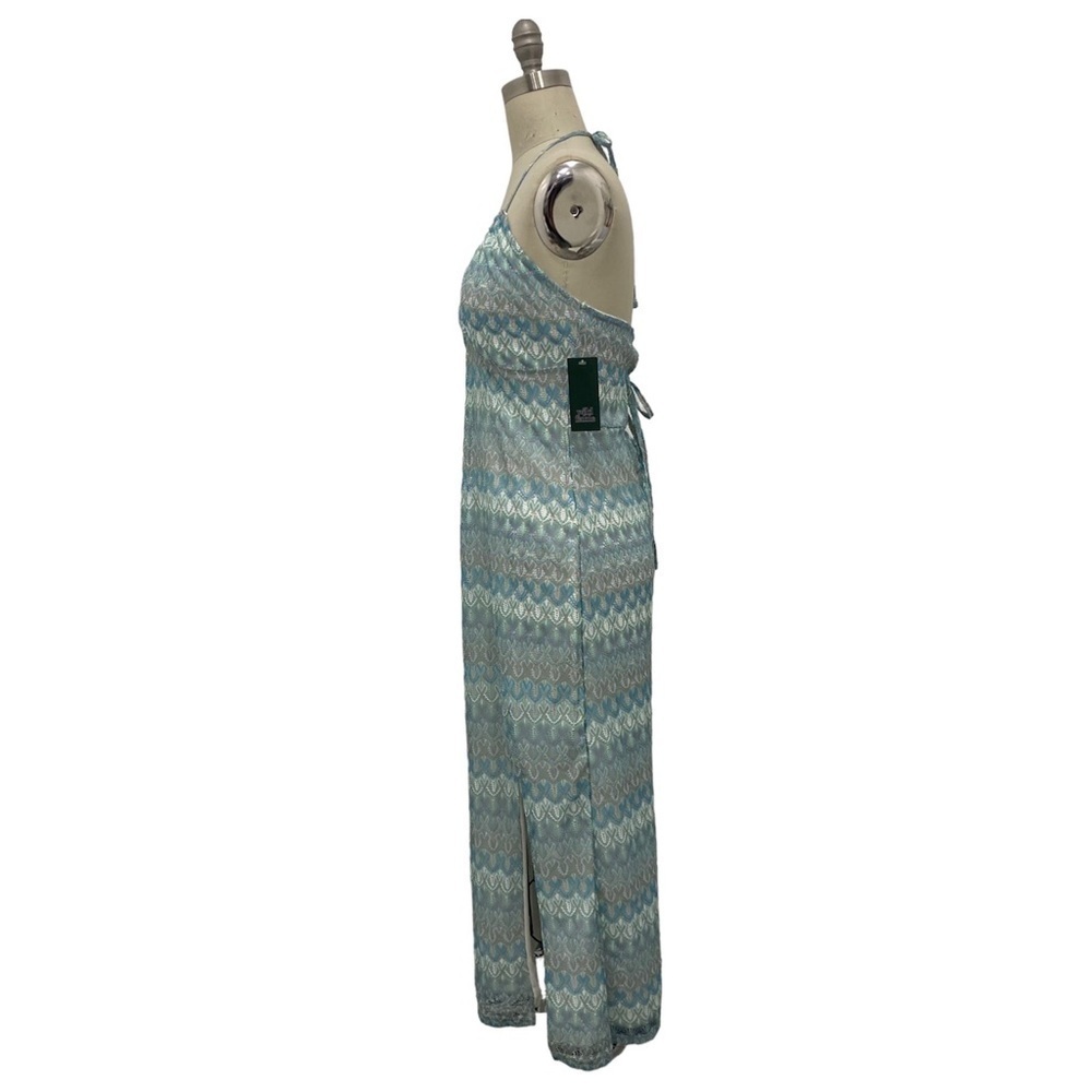 Women's Crochet Slip Dress Lace Up Back - Wild Fable Aqua Blue Size L Vacation - Picture 3 of 8
